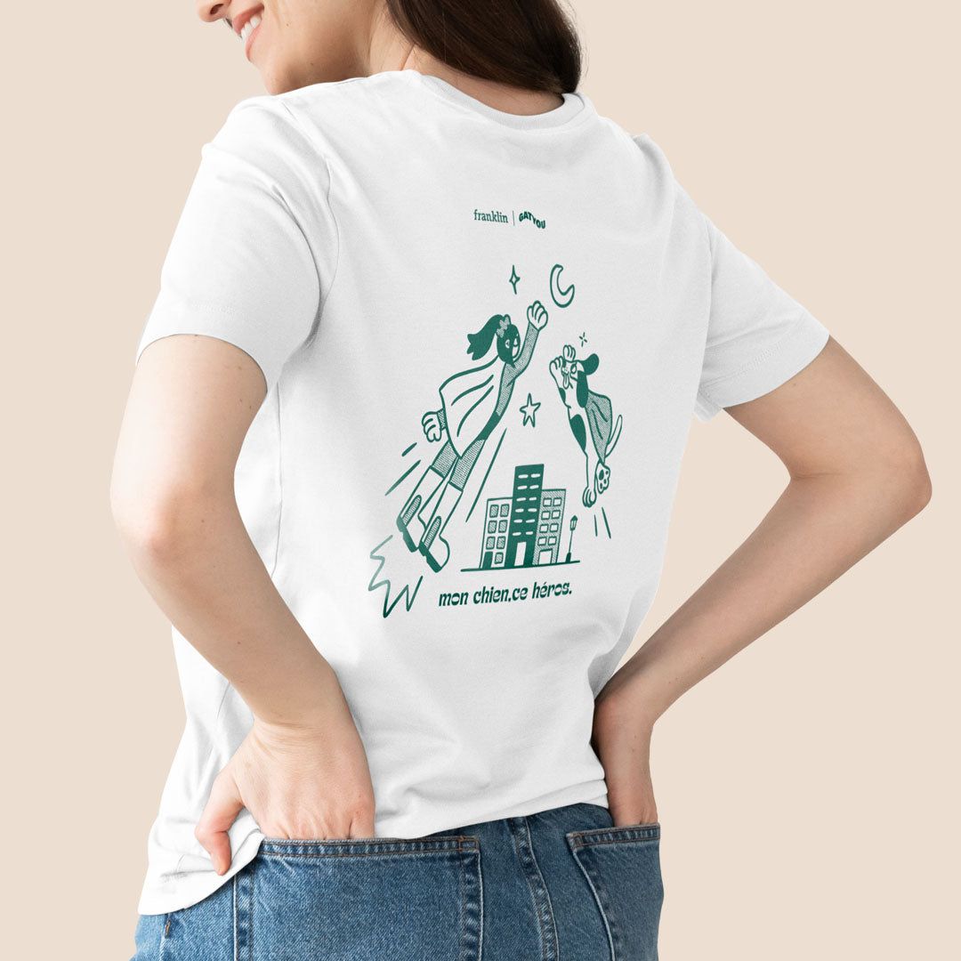 T-SHIRT UNISEXE SUPER-HÉROS CHIEN