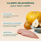 DINDE, COURGE, POIRE